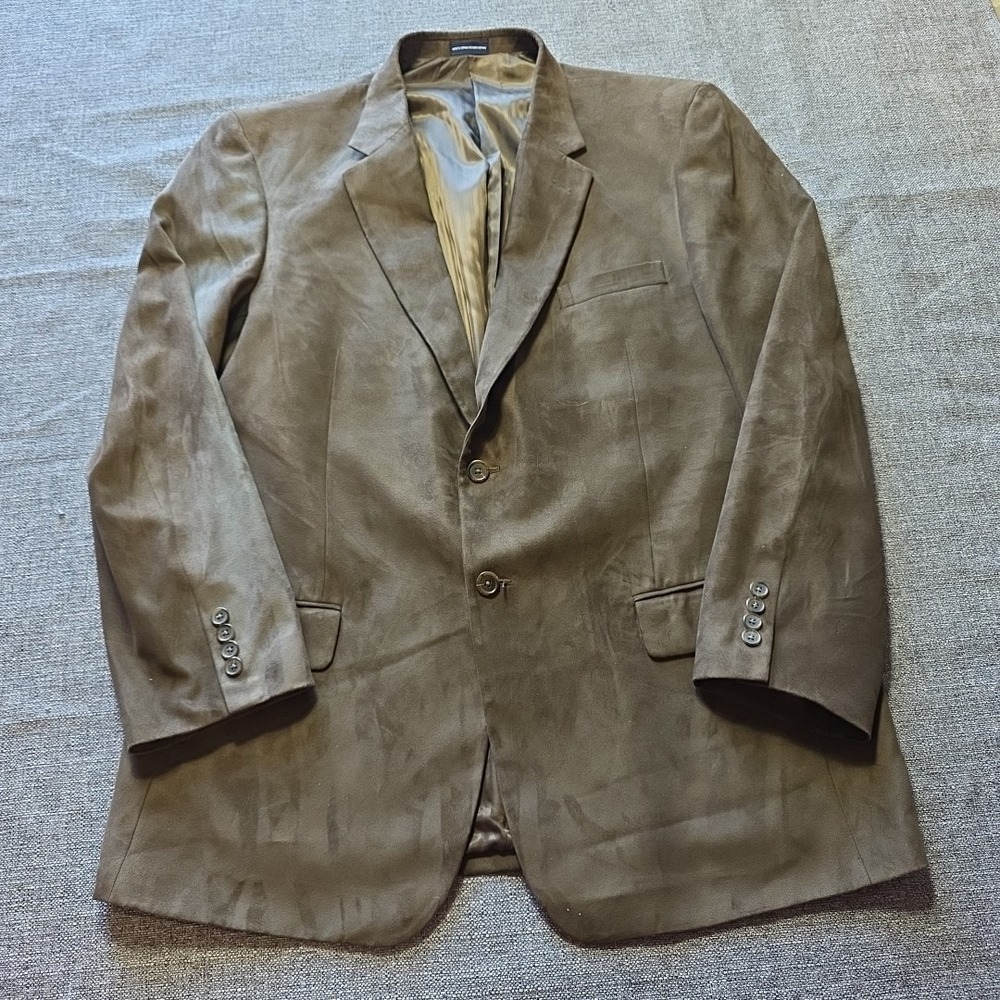 Stafford Men's Brown Suede Feel Sport Coat Blazer Jacket‎ Size 46 Long